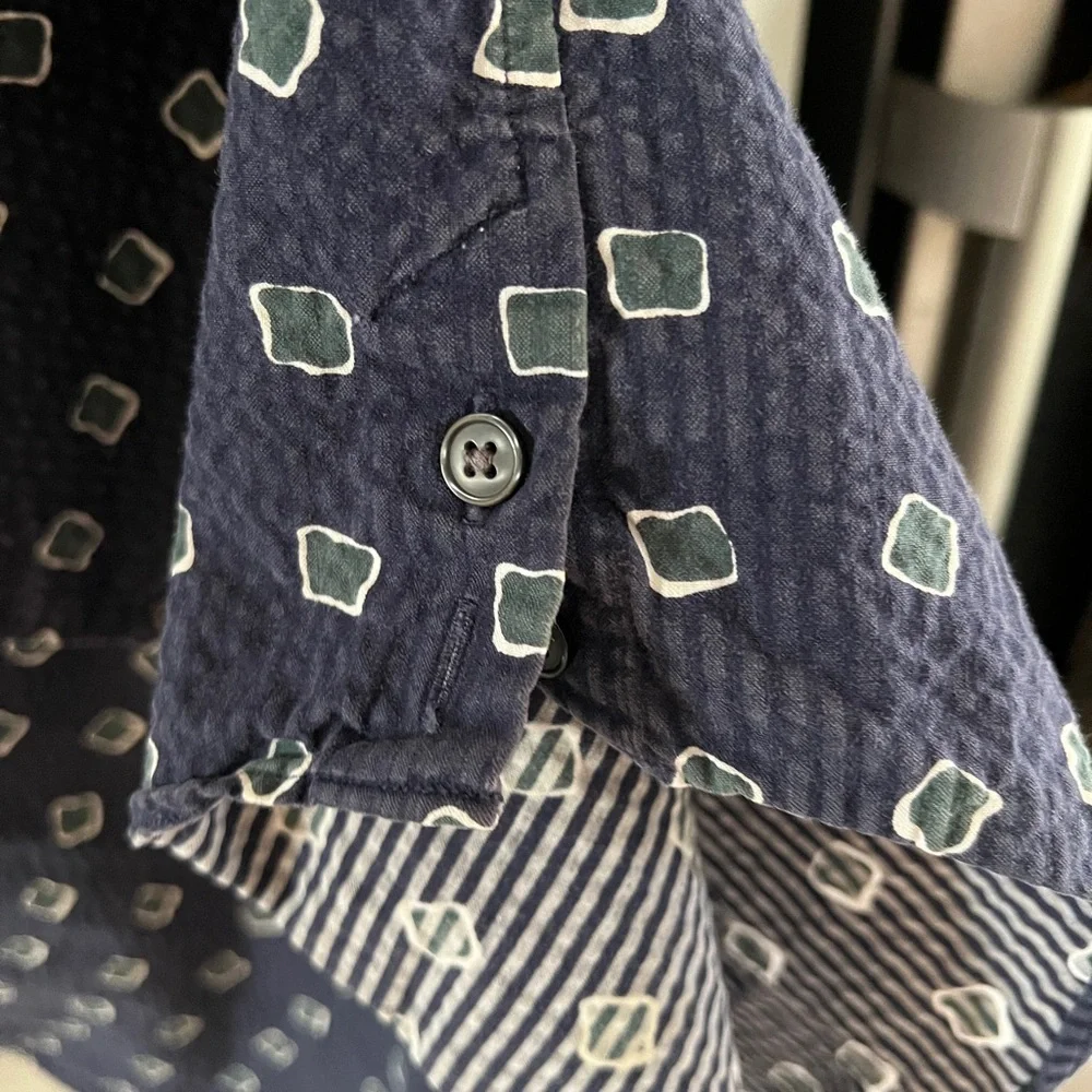 Club Monaco Blue Geometric Print Shirt - Picture 4 of 9